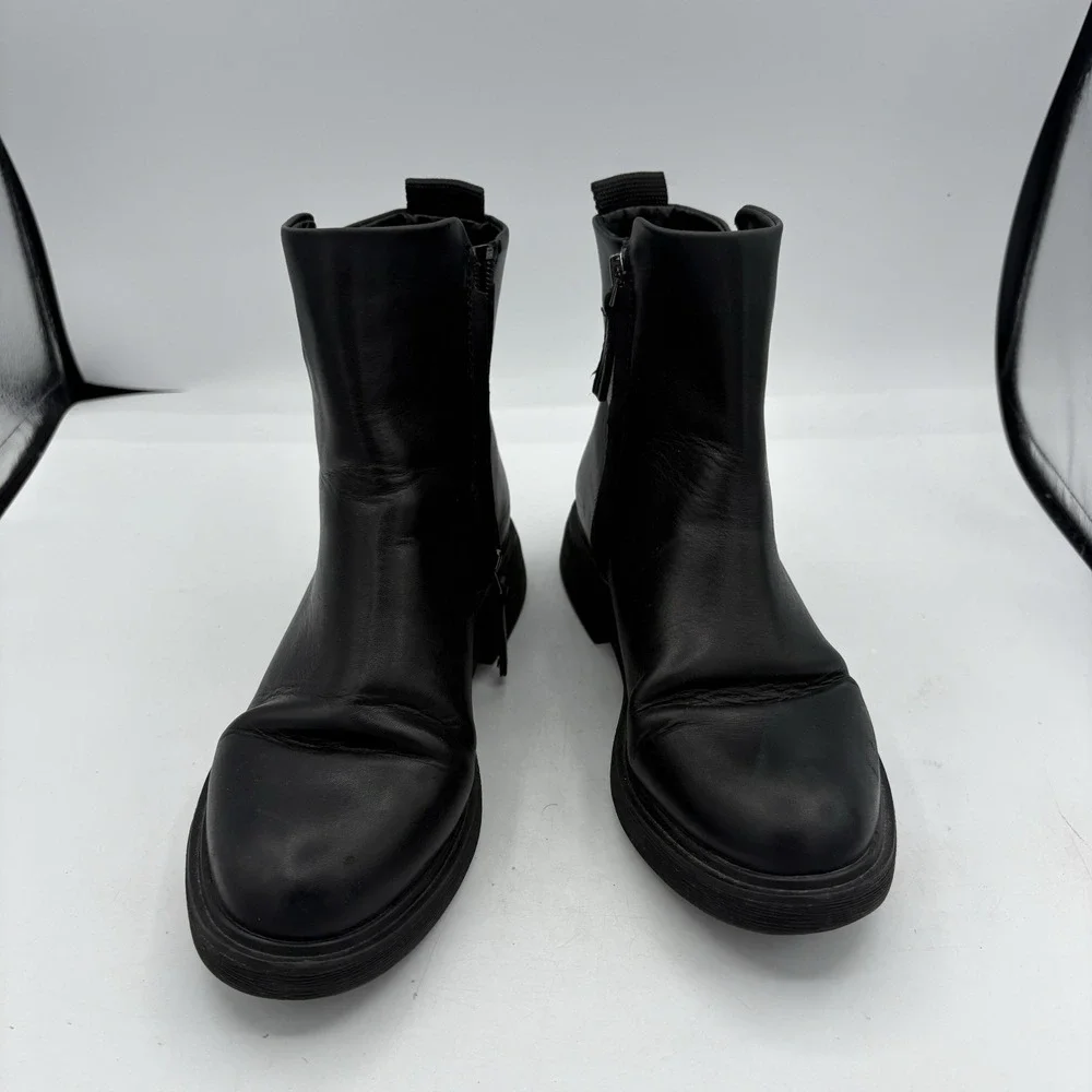 Franco Sarto Boots Womens Size 7 Beam Black‎ Leather Ankle Booties